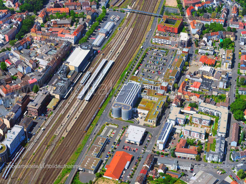Luftaufnahme Hauptbahnhof Aschaffenburg in Aschaffenburg | Unterfranken, Bayern