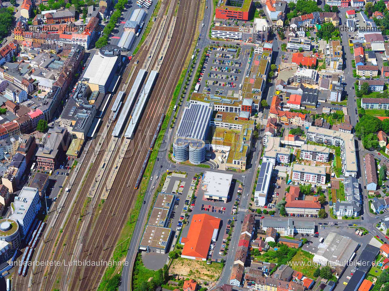 Luftaufnahme Hauptbahnhof Aschaffenburg in Aschaffenburg | Unterfranken, Bayern