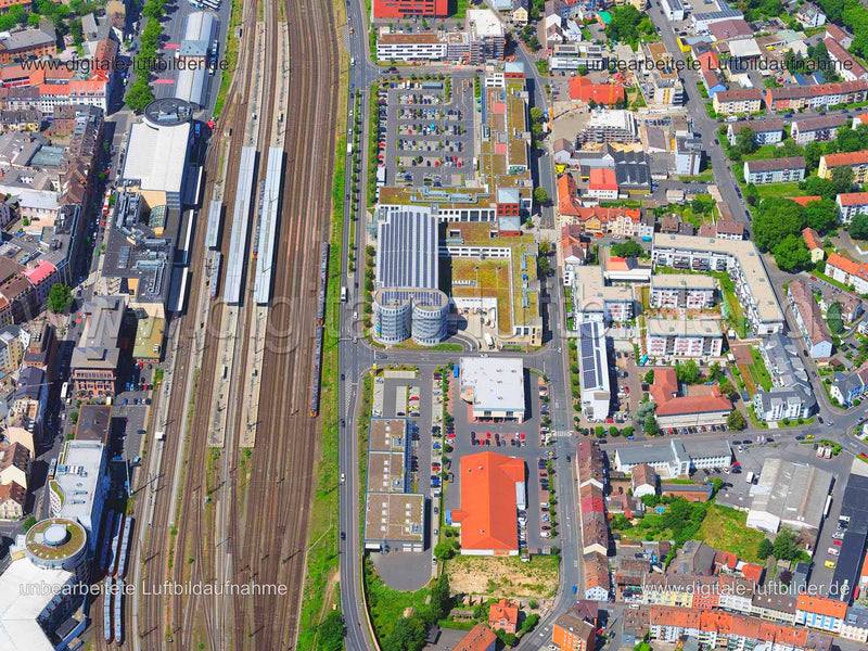 Luftaufnahme Hauptbahnhof Aschaffenburg in Aschaffenburg | Unterfranken, Bayern