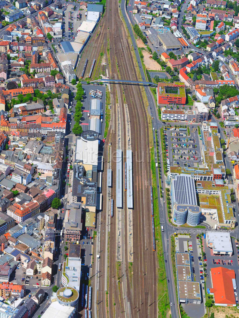 Luftaufnahme Hauptbahnhof Aschaffenburg in Aschaffenburg | Unterfranken, Bayern