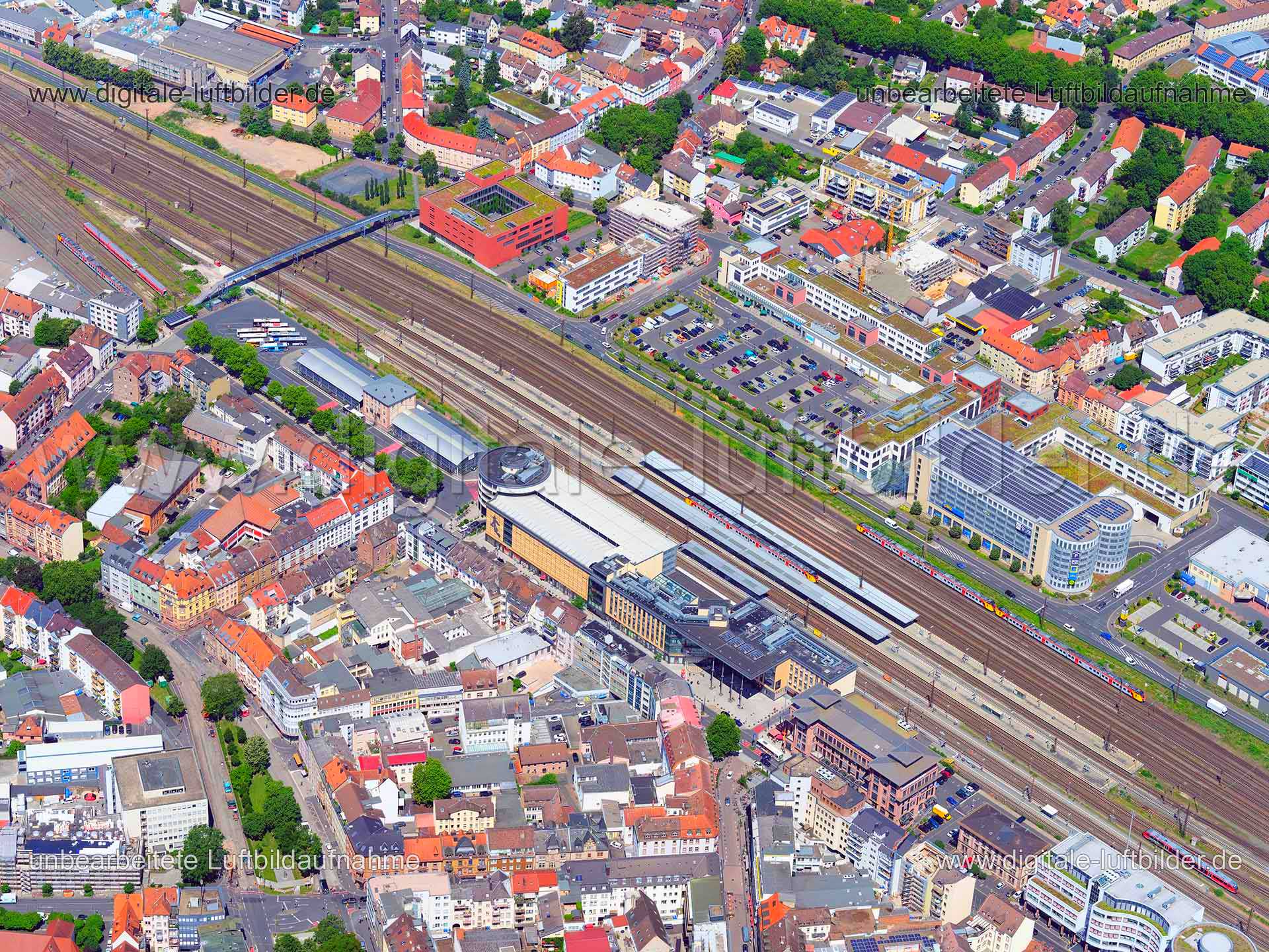 Luftaufnahme Hauptbahnhof Aschaffenburg in Aschaffenburg | Unterfranken, Bayern