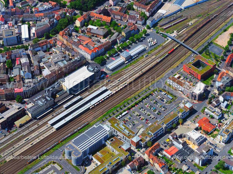 Luftaufnahme Hauptbahnhof Aschaffenburg in Aschaffenburg | Unterfranken, Bayern