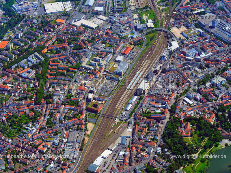 Luftaufnahme Hauptbahnhof Aschaffenburg in Aschaffenburg | Unterfranken, Bayern