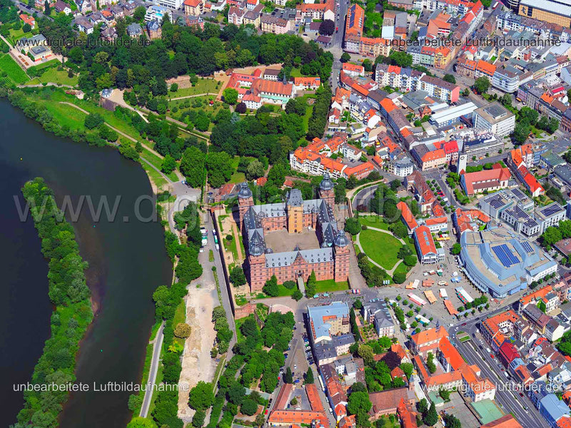 Luftaufnahme Schloss Johannisburg in Aschaffenburg | Unterfranken, Bayern