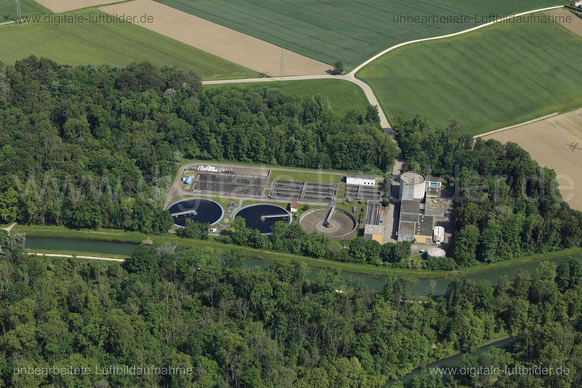 Luftaufnahme Kläranlage Au in Auwald | Schwaben, Bayern