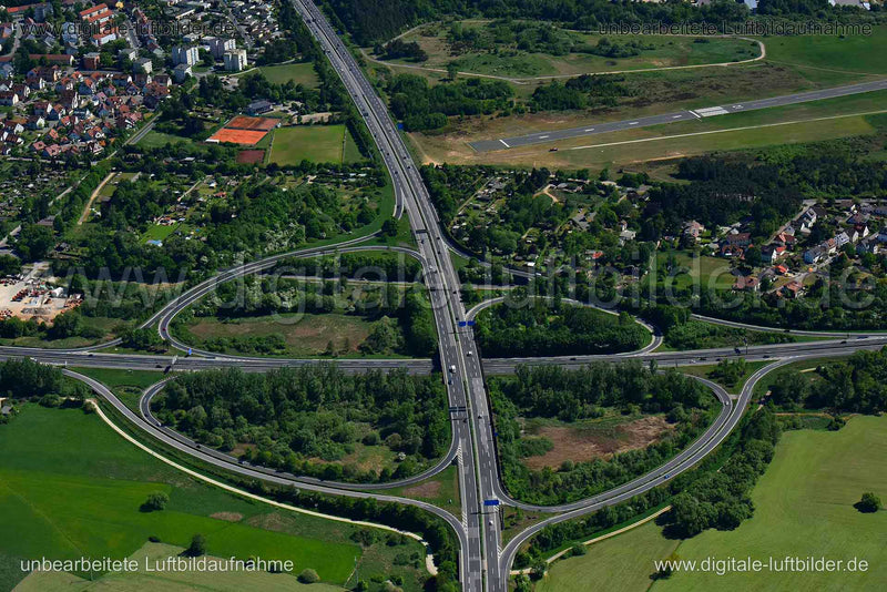 Luftaufnahme Autobahnkreuz Bamberg A70 / A73 in Bamberg | Oberfranken, Bayern