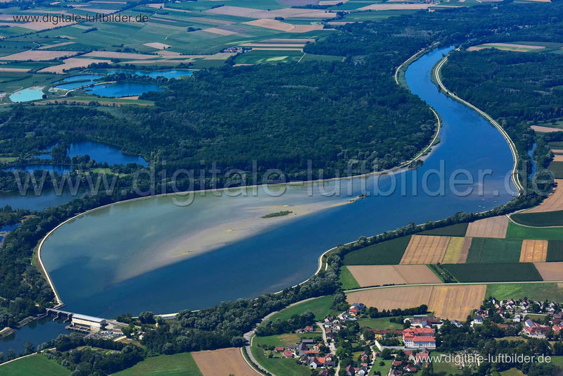 Luftaufnahme Donau bei Bertoldsheim in Bertoldsheim | Oberbayern, Bayern
