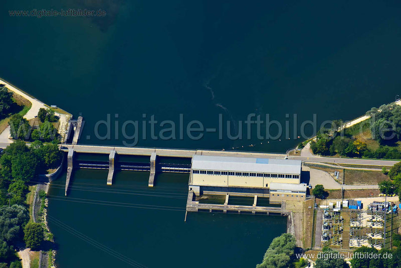Luftaufnahme Laufwasserkraftwerk in Bertoldsheim | Oberbayern, Bayern