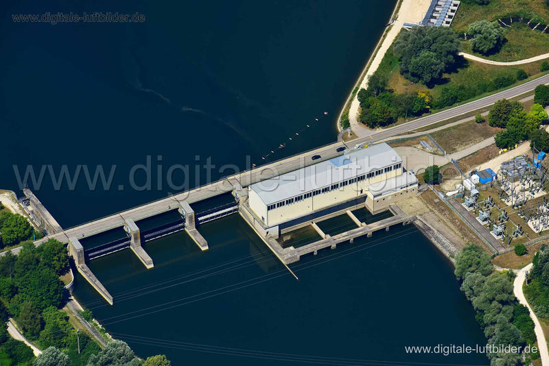 Luftaufnahme Laufwasserkraftwerk in Bertoldsheim | Oberbayern, Bayern