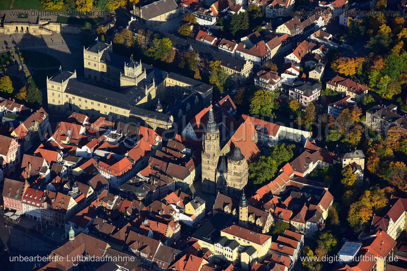 Luftaufnahme Stadtkirche St. Moritz in Coburg | Oberfranken, Bayern