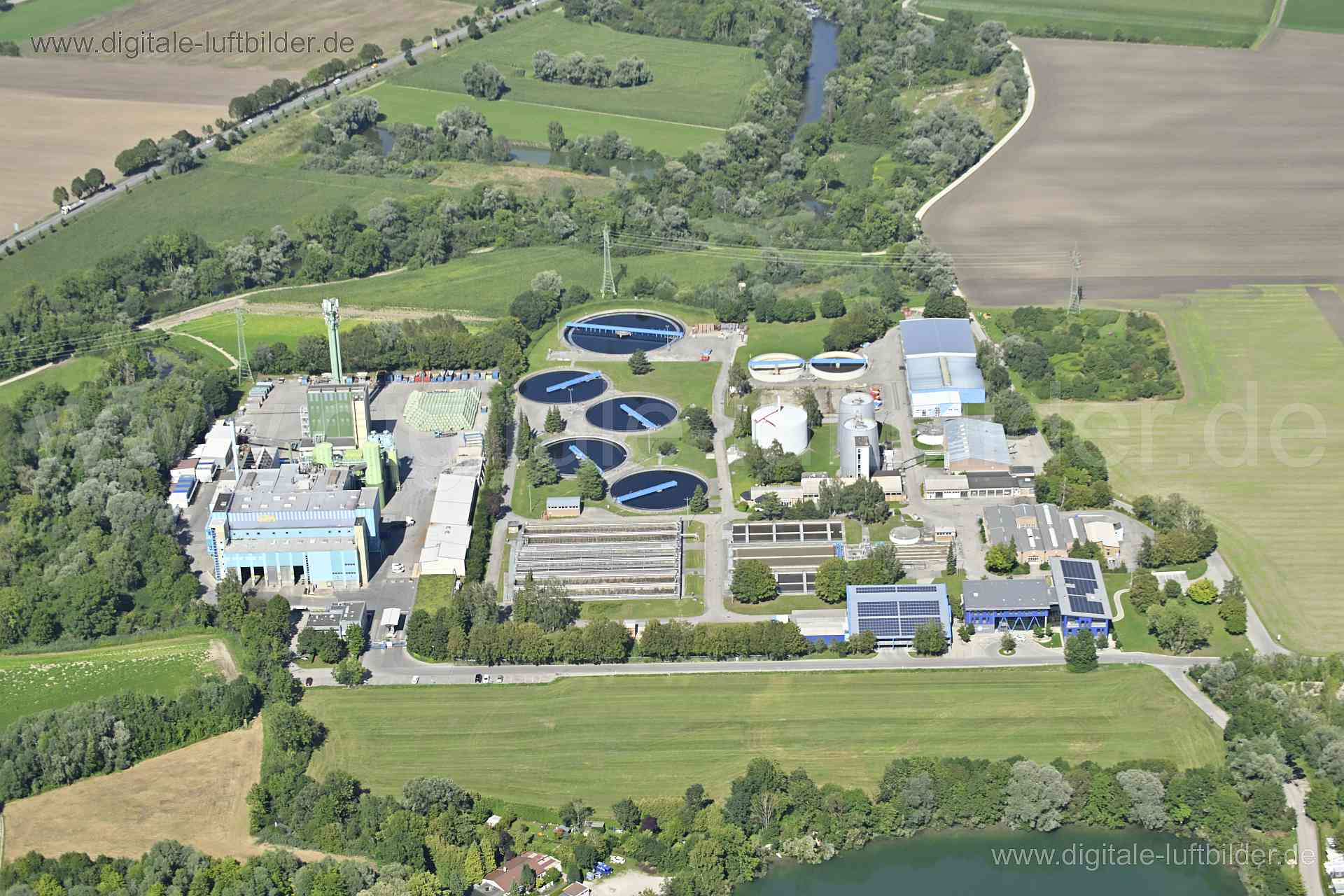 Luftaufnahme Kläranlage Amperverband in Dachau | Oberbayern, Bayern