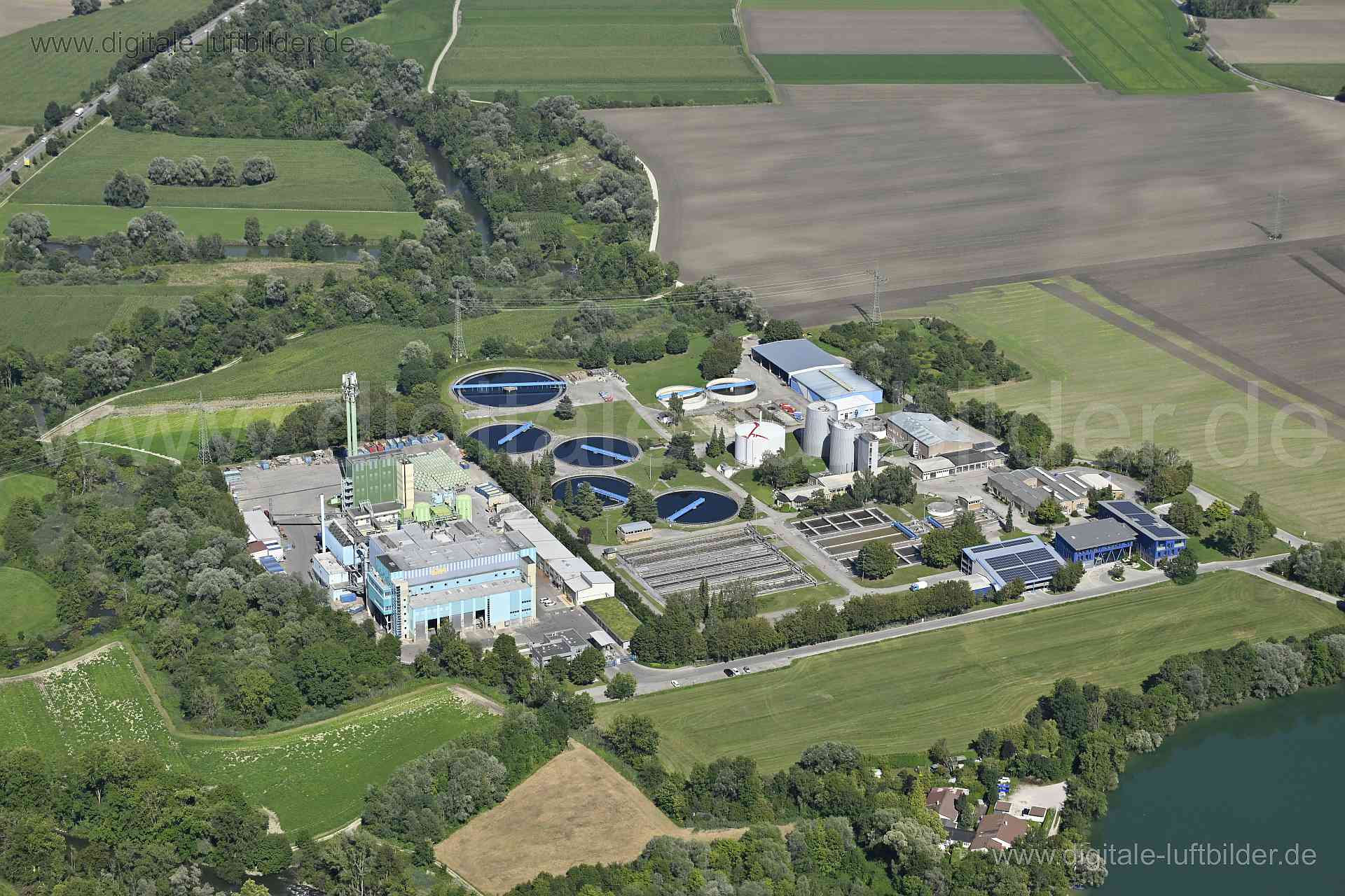 Luftaufnahme Kläranlage Amperverband in Dachau | Oberbayern, Bayern