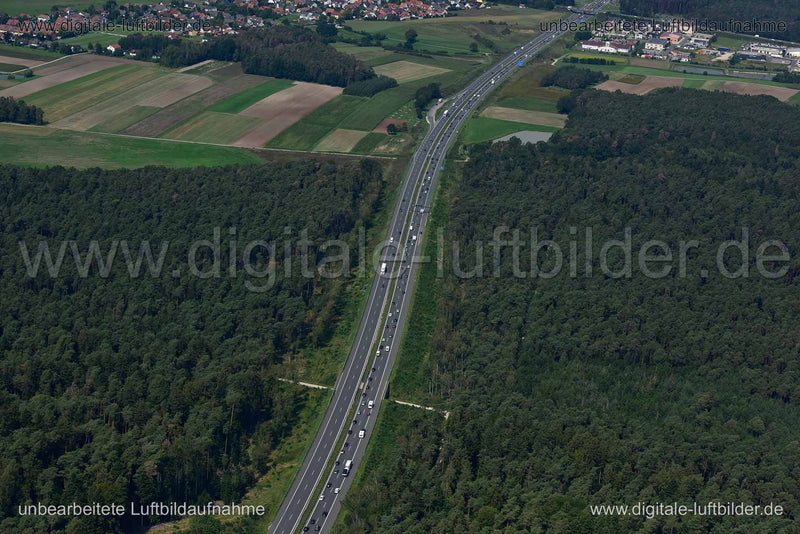 Luftaufnahme Autobahn A3 in Erlangen | Mittelfranken, Bayern