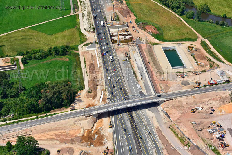 Luftaufnahme Autobahn A3 - Brückenbau in Erlangen | Mittelfranken, Bayern