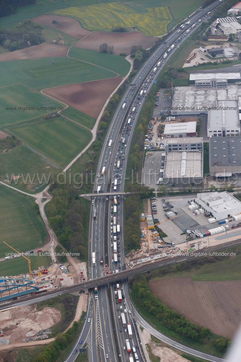 Luftaufnahme Autobahn Stau in Erlangen | Mittelfranken, Bayern