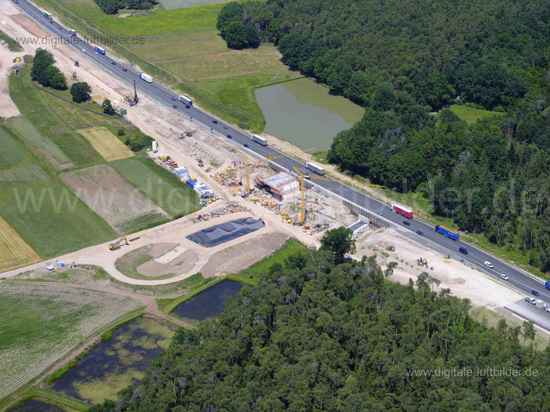 Luftaufnahme Autobahnbaustelle bei Heßdorf in Erlangen | Mittelfranken, Bayern