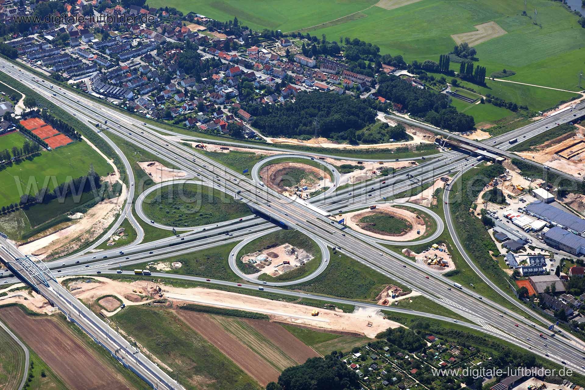 Luftaufnahme Autobahnkreuz in Erlangen | Mittelfranken, Bayern