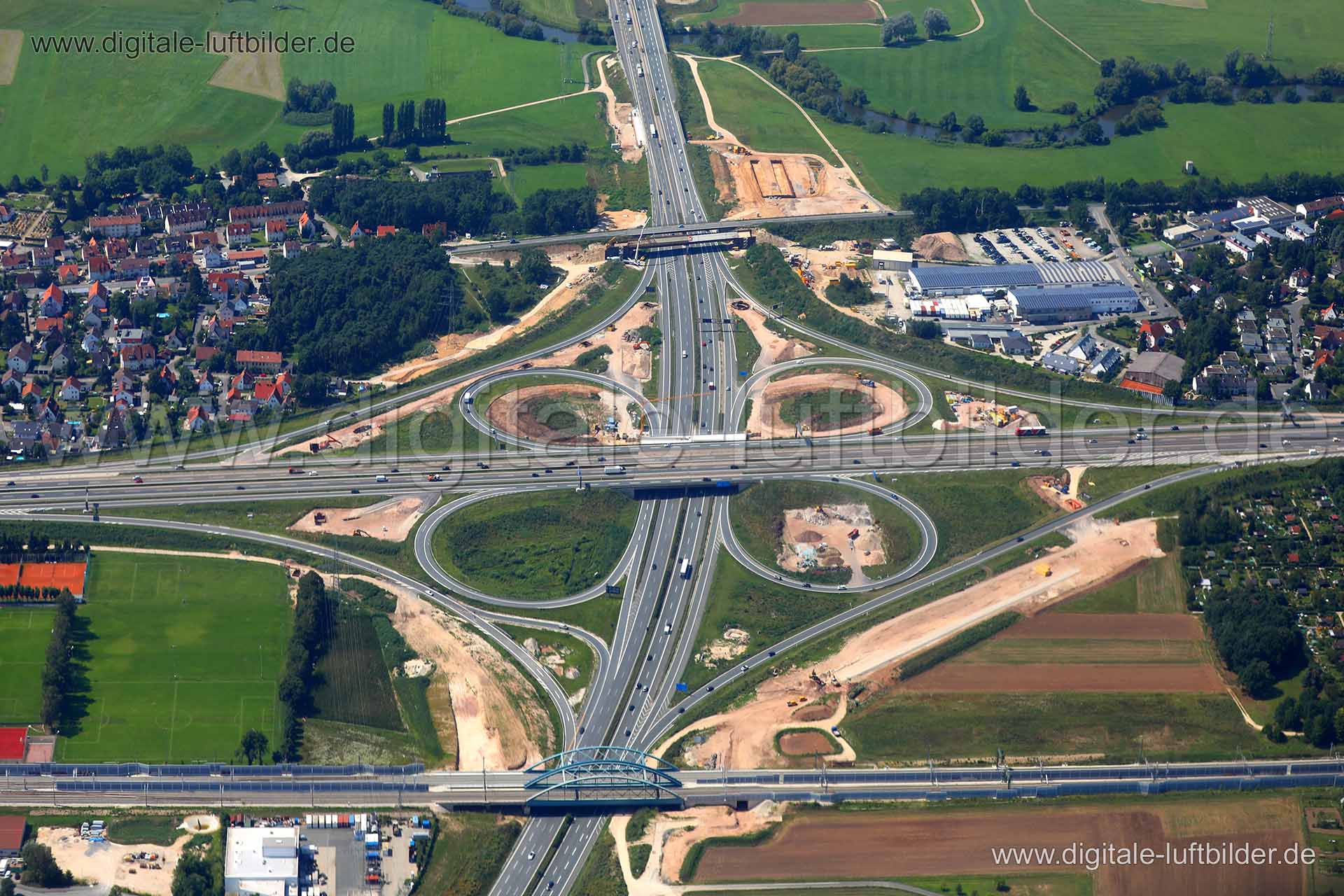 Luftaufnahme Autobahnkreuz in Erlangen | Mittelfranken, Bayern