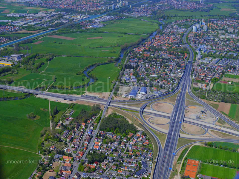 Luftaufnahme Autobahnkreuz A3 / A73 in Erlangen | Mittelfranken, Bayern