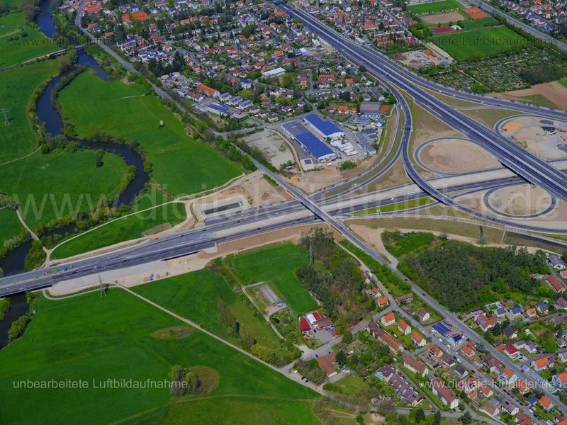 Luftaufnahme Autobahnkreuz A3 / A73 in Erlangen | Mittelfranken, Bayern