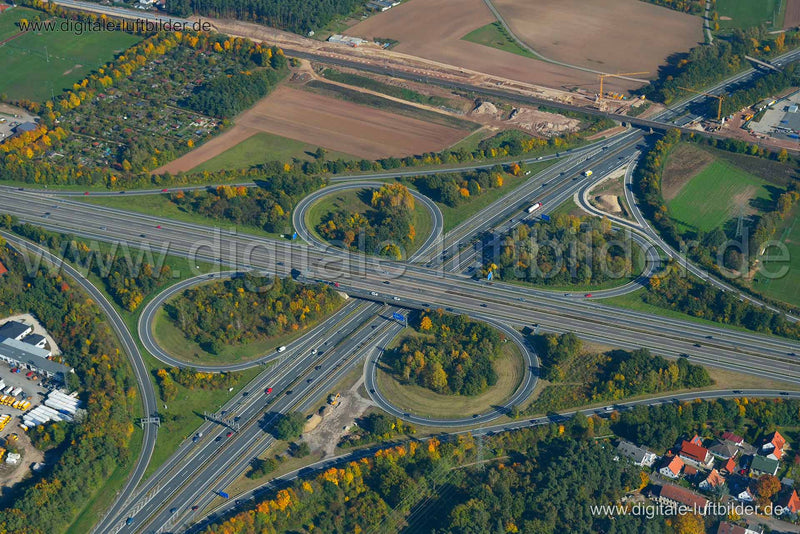 Luftaufnahme Autobahnkreuz A3 / A73 in Erlangen | Mittelfranken, Bayern