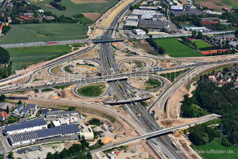 Luftaufnahme Autobahnkreuz A3 / A73 in Erlangen | Mittelfranken, Bayern