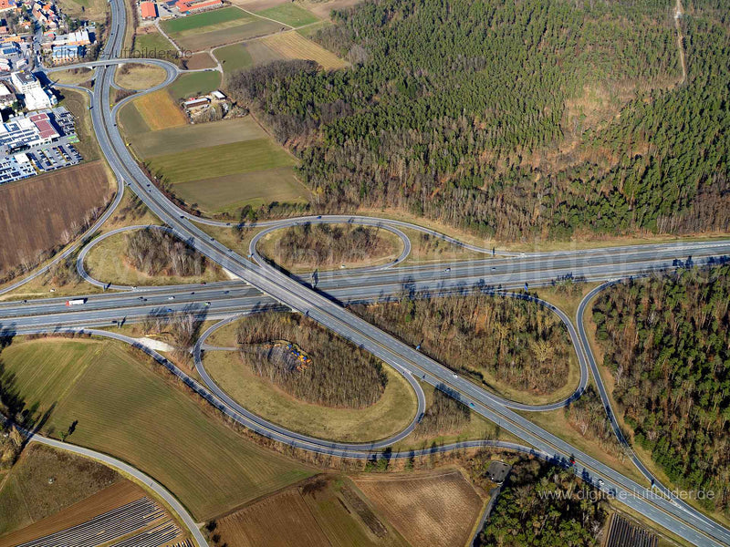 Luftaufnahme Autobahnkreuz Erlangen-Tennenlohe in Erlangen | Mittelfranken, Bayern