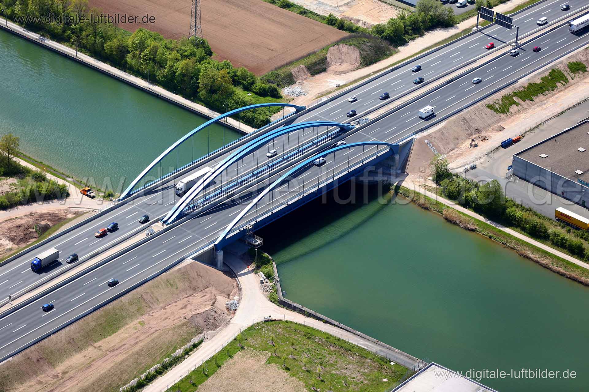 Luftaufnahme Brücke in Erlangen | Mittelfranken, Bayern