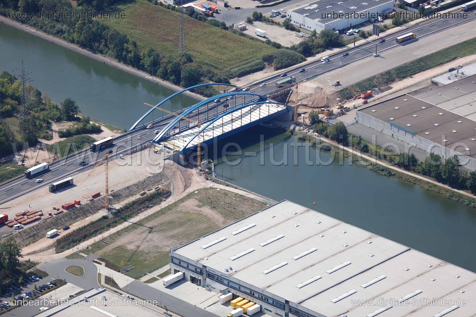 Luftaufnahme Brückenbau in Erlangen | Mittelfranken, Bayern
