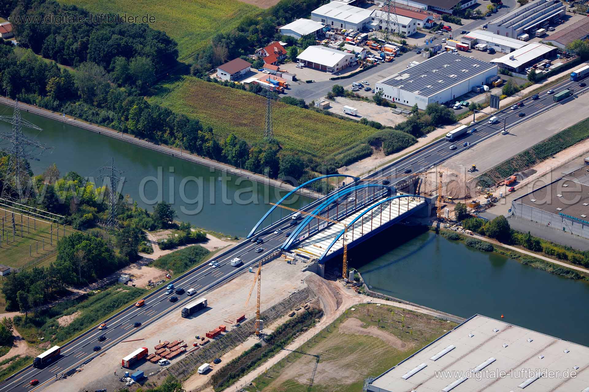 Luftaufnahme Brückenbau in Erlangen | Mittelfranken, Bayern