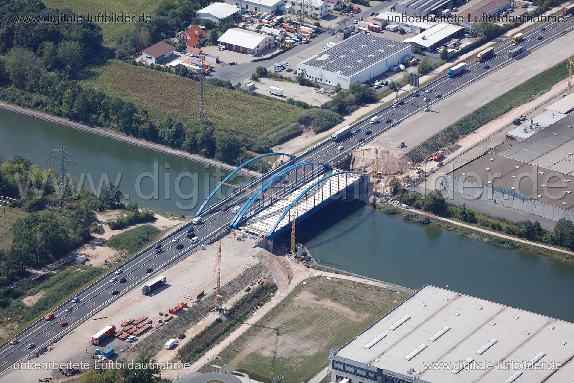 Luftaufnahme Brückenbau in Erlangen | Mittelfranken, Bayern