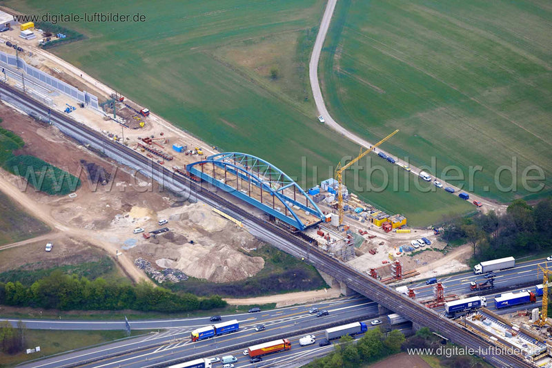 Luftaufnahme Brückenbau in Erlangen | Mittelfranken, Bayern