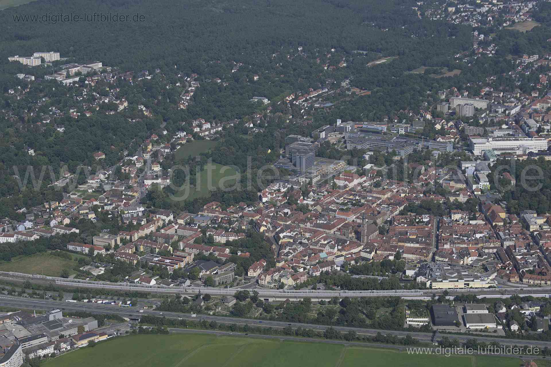 Luftaufnahme Erlangen Innenstadt in Erlangen | Mittelfranken, Bayern