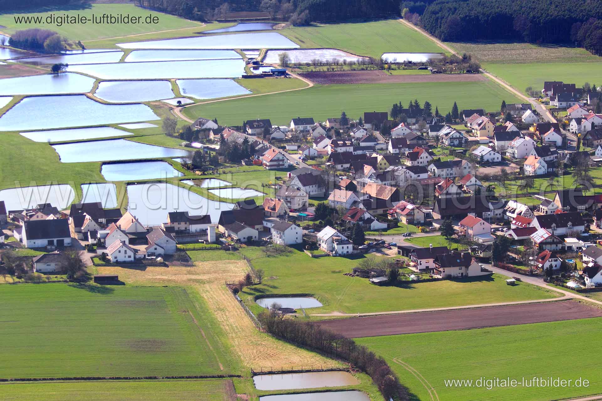 Luftaufnahme Karpfenweiher in Erlangen | Mittelfranken, Bayern