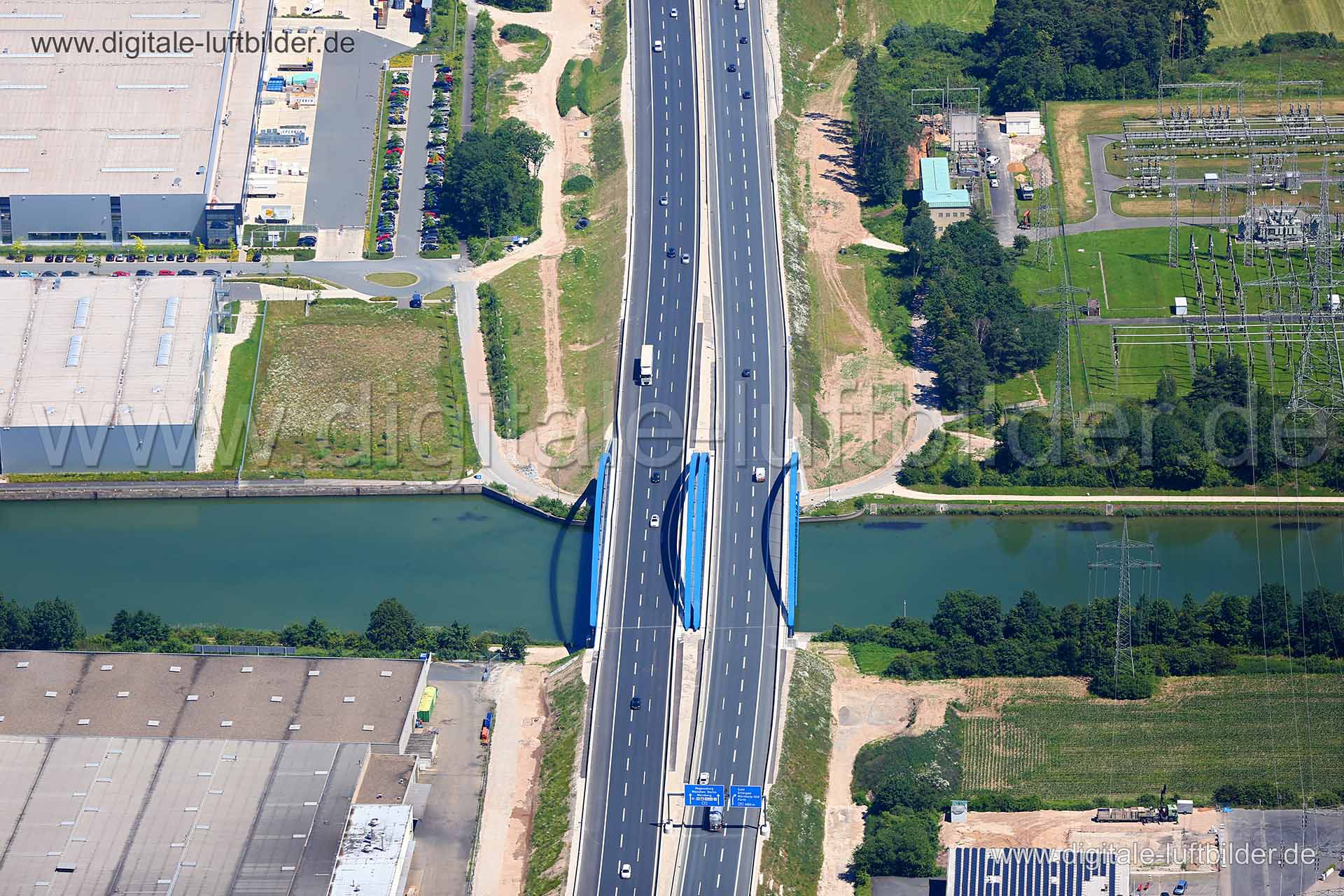 Luftaufnahme Main-Donau-Kanal in Erlangen | Mittelfranken, Bayern