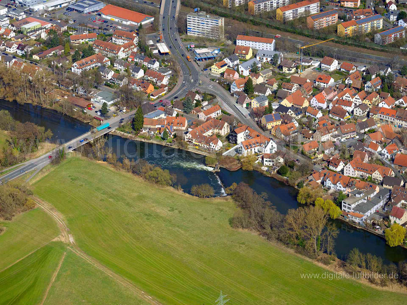 Luftaufnahme Regnitz in Erlangen | Mittelfranken, Bayern
