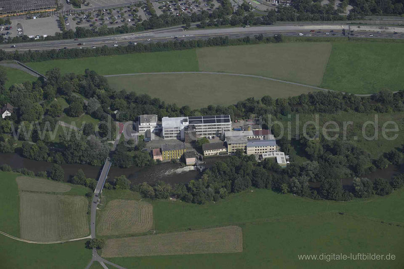 Luftaufnahme Wasserkraftwerk Wohrmühle in Erlangen | Mittelfranken, Bayern