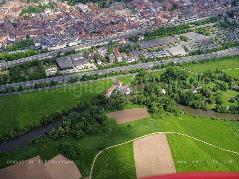 Luftaufnahme Wohrmühlinsel in Erlangen | Mittelfranken, Bayern