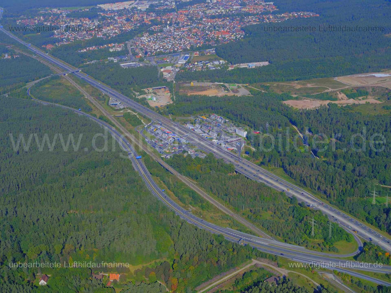 Luftaufnahme Autobahn A9 bei Feucht in Feucht | Mittelfranken, Bayern