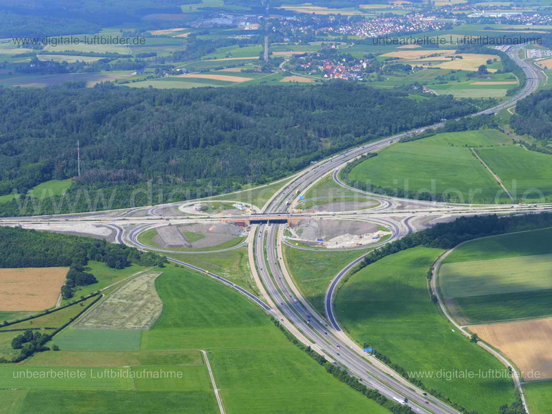 Luftaufnahme Autobahnkreuz A6 / A7 in Feuchtwangen | Mittelfranken, Bayern