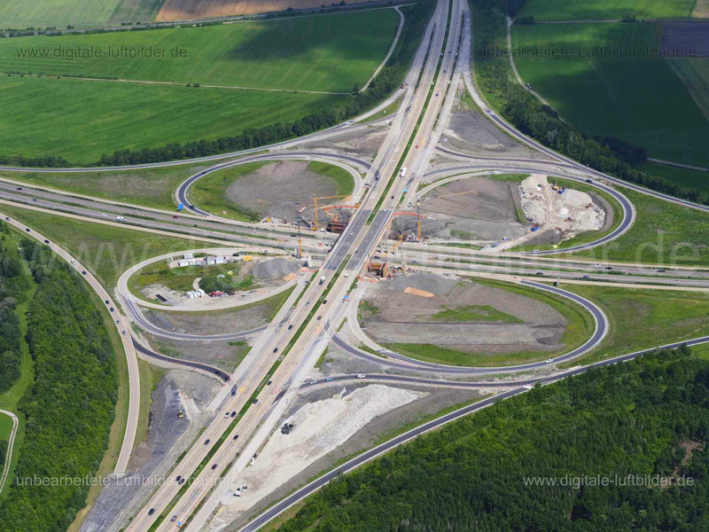 Luftaufnahme Autobahnkreuz A6 / A7 in Feuchtwangen | Mittelfranken, Bayern