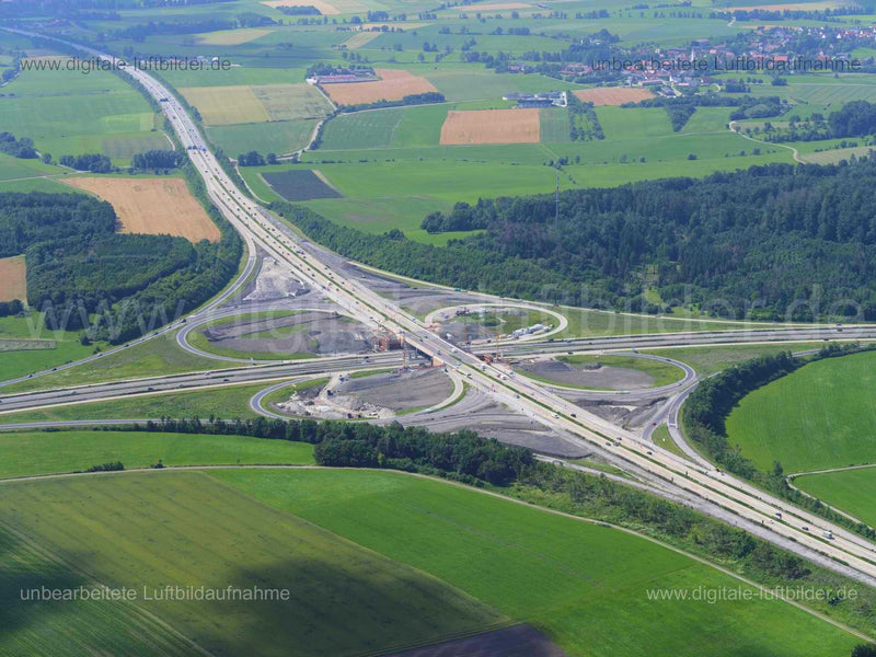 Luftaufnahme Autobahnkreuz A6 / A7 in Feuchtwangen | Mittelfranken, Bayern