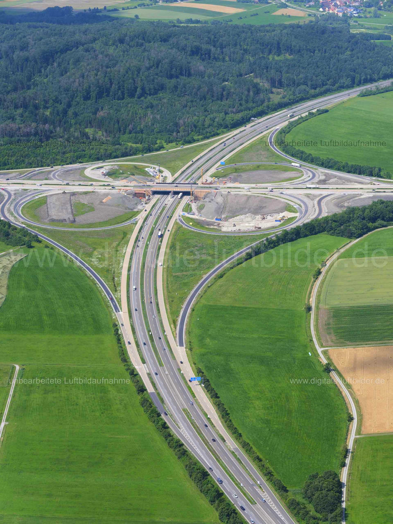 Luftaufnahme Autobahnkreuz A6 / A7 in Feuchtwangen | Mittelfranken, Bayern