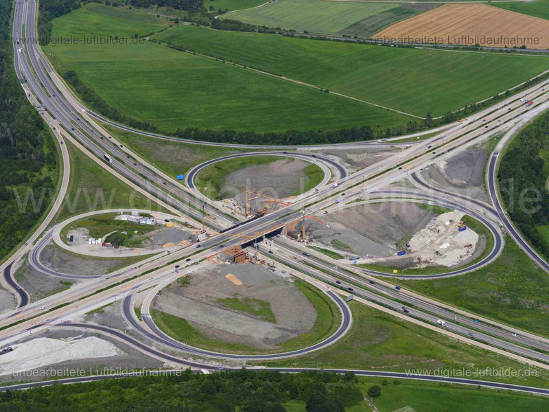 Luftaufnahme Autobahnkreuz A6 / A7 in Feuchtwangen | Mittelfranken, Bayern