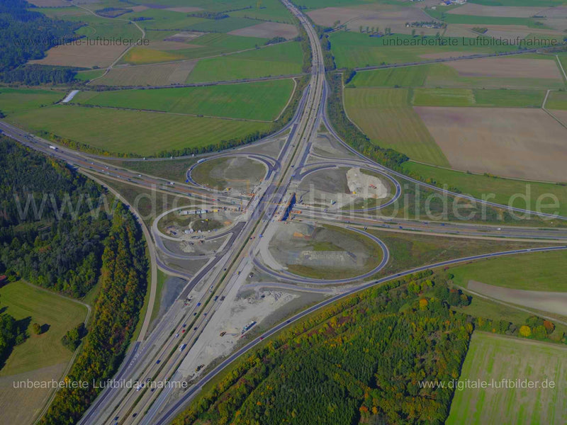 Luftaufnahme Autobahnkreuz A6 / A7 in Feuchtwangen | Mittelfranken, Bayern