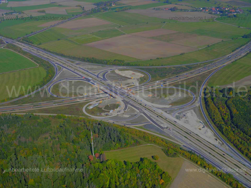 Luftaufnahme Autobahnkreuz A6 / A7 in Feuchtwangen | Mittelfranken, Bayern