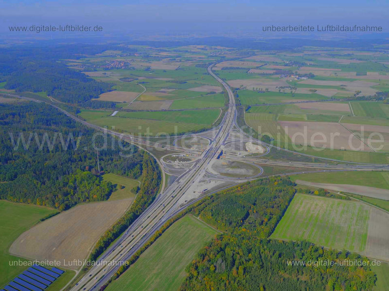 Luftaufnahme Autobahnkreuz A6 / A7 in Feuchtwangen | Mittelfranken, Bayern