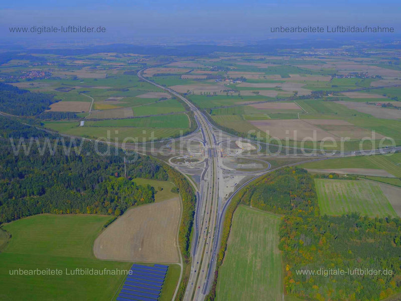 Luftaufnahme Autobahnkreuz A6 / A7 in Feuchtwangen | Mittelfranken, Bayern