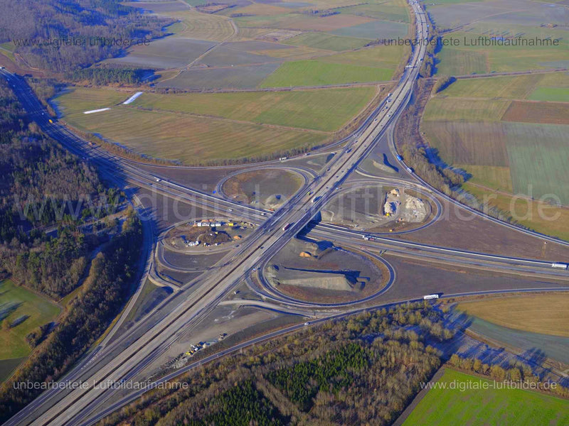 Luftaufnahme Autobahnkreuz A6 / A7 in Feuchtwangen | Mittelfranken, Bayern