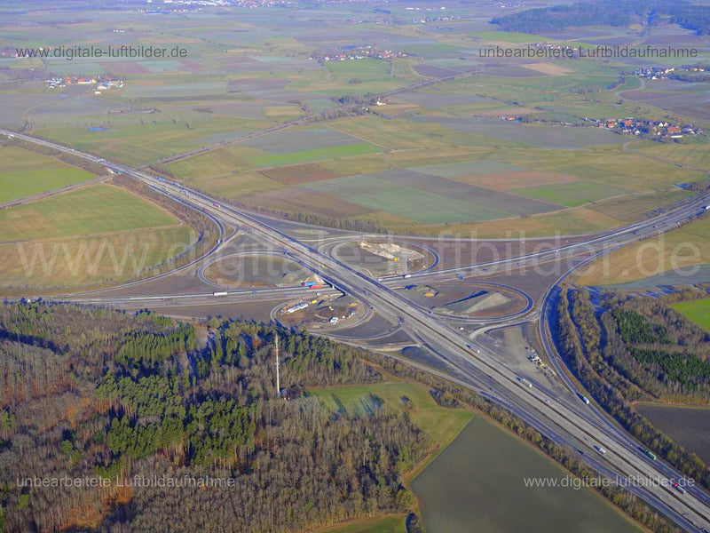 Luftaufnahme Autobahnkreuz A6 / A7 in Feuchtwangen | Mittelfranken, Bayern